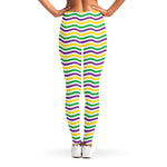 Mardi Gras Wave Pattern Print Women's Leggings