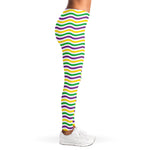Mardi Gras Wave Pattern Print Women's Leggings