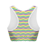 Mardi Gras Wave Pattern Print Women's Sports Bra