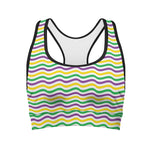 Mardi Gras Wave Pattern Print Women's Sports Bra