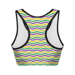 Mardi Gras Wave Pattern Print Women's Sports Bra