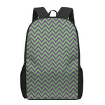 Mardi Gras Zigzag Pattern Print 17 Inch Backpack