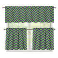 Mardi Gras Zigzag Pattern Print 3 Piece Kitchen Curtains