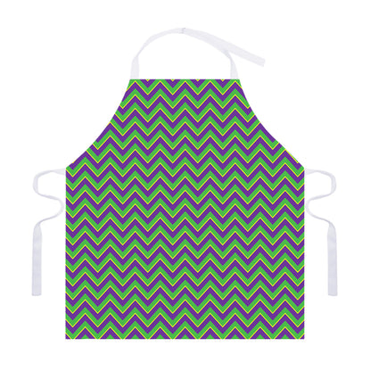 Mardi Gras Zigzag Pattern Print Adjustable Apron