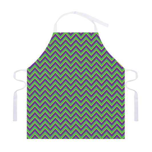 Mardi Gras Zigzag Pattern Print Adjustable Apron