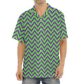 Mardi Gras Zigzag Pattern Print Aloha Shirt