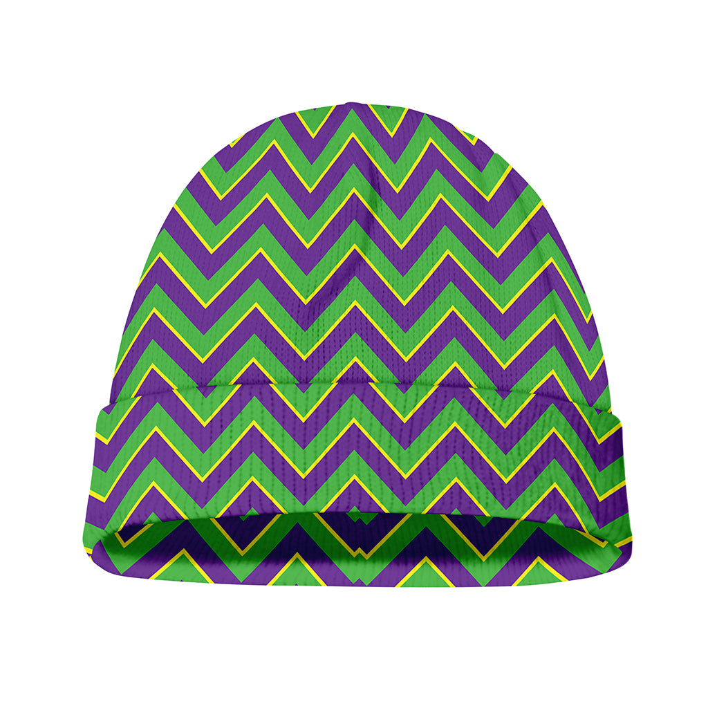 Mardi Gras Zigzag Pattern Print Beanie