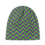 Mardi Gras Zigzag Pattern Print Beanie