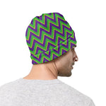 Mardi Gras Zigzag Pattern Print Beanie