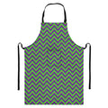 Mardi Gras Zigzag Pattern Print Bib Apron With Pocket