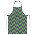 Mardi Gras Zigzag Pattern Print Bib Apron With Pocket