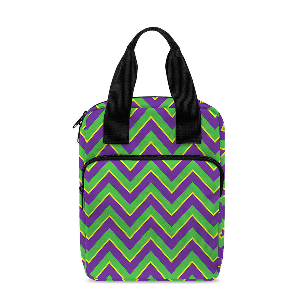 Mardi Gras Zigzag Pattern Print Bible Tote Bag