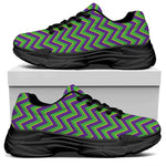 Mardi Gras Zigzag Pattern Print Black Chunky Shoes