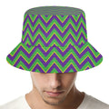 Mardi Gras Zigzag Pattern Print Bucket Hat