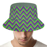 Mardi Gras Zigzag Pattern Print Bucket Hat