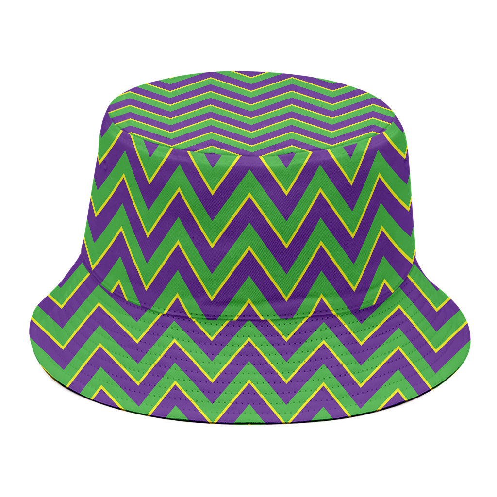 Mardi Gras Zigzag Pattern Print Bucket Hat