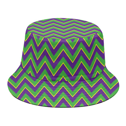 Mardi Gras Zigzag Pattern Print Bucket Hat