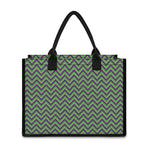 Mardi Gras Zigzag Pattern Print Canvas Tote Bag
