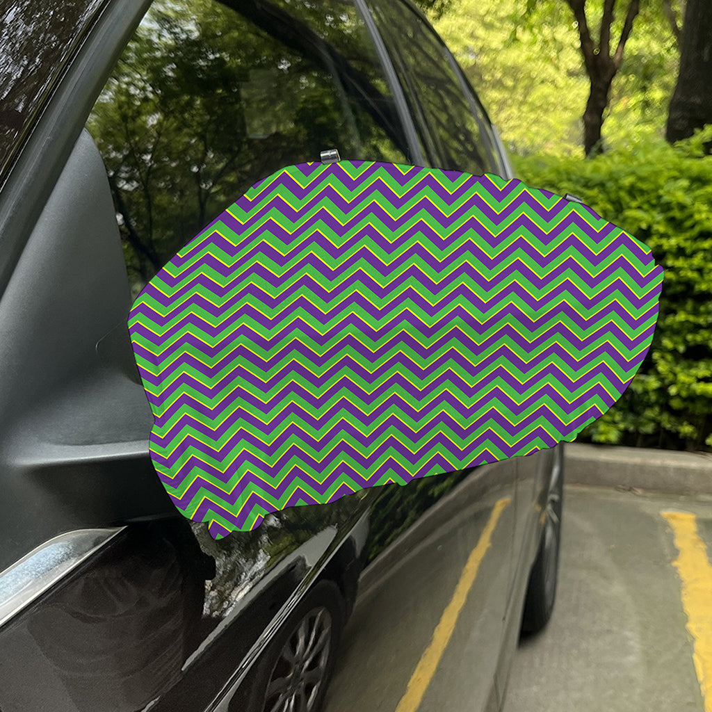 Mardi Gras Zigzag Pattern Print Car Side Mirror Covers