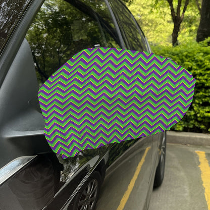 Mardi Gras Zigzag Pattern Print Car Side Mirror Covers