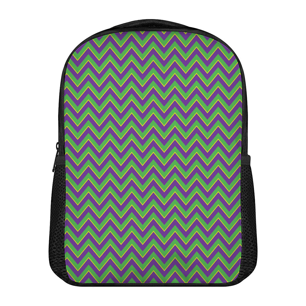 Mardi Gras Zigzag Pattern Print Casual Backpack