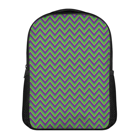 Mardi Gras Zigzag Pattern Print Casual Backpack