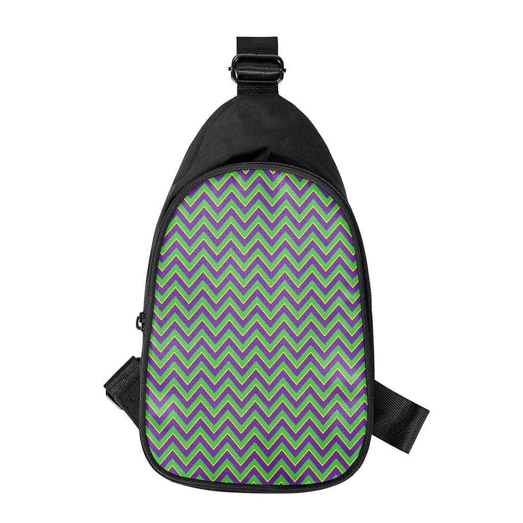 Mardi Gras Zigzag Pattern Print Chest Bag