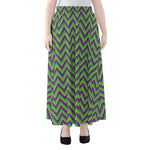 Mardi Gras Zigzag Pattern Print Chiffon Maxi Skirt