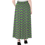 Mardi Gras Zigzag Pattern Print Chiffon Maxi Skirt