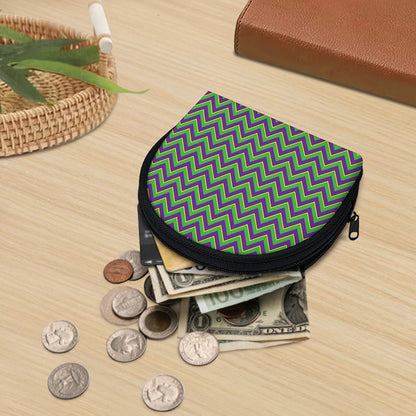 Mardi Gras Zigzag Pattern Print Coin Purse