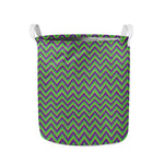 Mardi Gras Zigzag Pattern Print Collapsible Laundry Basket