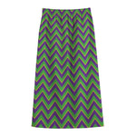 Mardi Gras Zigzag Pattern Print Cotton Front Slit Maxi Skirt