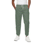 Mardi Gras Zigzag Pattern Print Cotton Pants