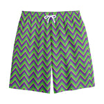 Mardi Gras Zigzag Pattern Print Cotton Shorts