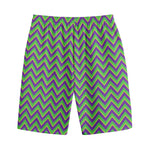 Mardi Gras Zigzag Pattern Print Cotton Shorts