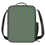Mardi Gras Zigzag Pattern Print Crossbody Lunch Bag