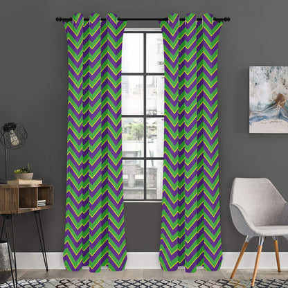 Mardi Gras Zigzag Pattern Print Curtain