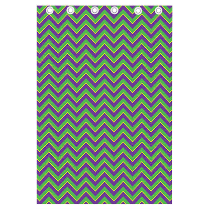 Mardi Gras Zigzag Pattern Print Curtain
