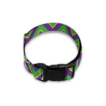 Mardi Gras Zigzag Pattern Print Dog Collar