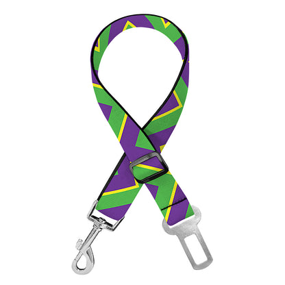 Mardi Gras Zigzag Pattern Print Dog Seat Belt