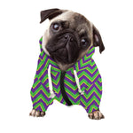 Mardi Gras Zigzag Pattern Print Dog Zip Up Hoodie