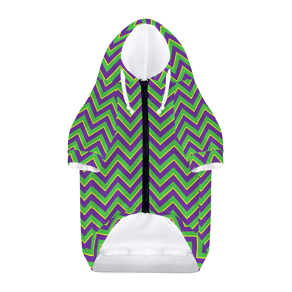 Mardi Gras Zigzag Pattern Print Dog Zip Up Hoodie