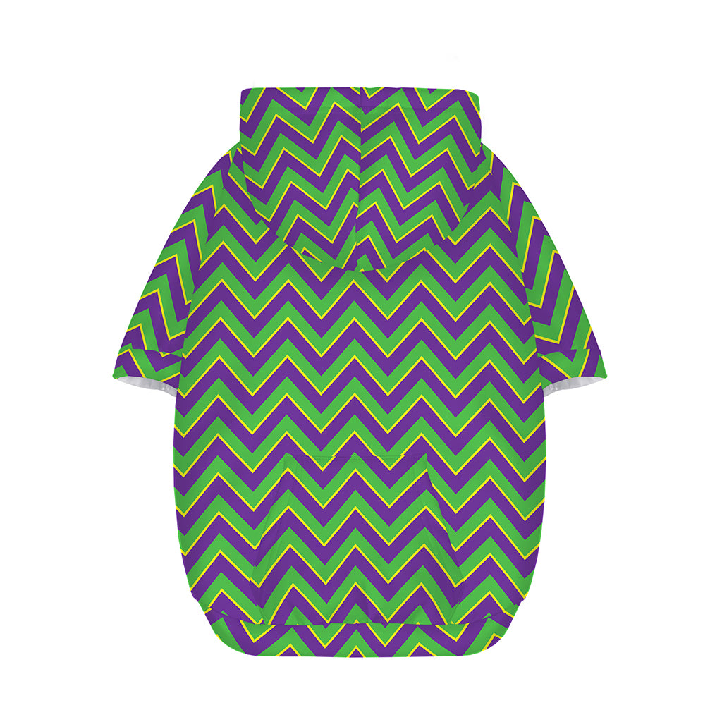 Mardi Gras Zigzag Pattern Print Dog Zip Up Hoodie