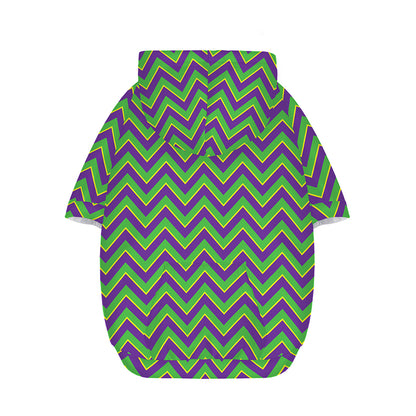 Mardi Gras Zigzag Pattern Print Dog Zip Up Hoodie