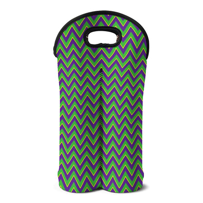 Mardi Gras Zigzag Pattern Print Double Neoprene Wine Tote