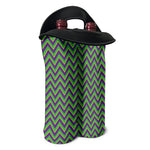 Mardi Gras Zigzag Pattern Print Double Neoprene Wine Tote