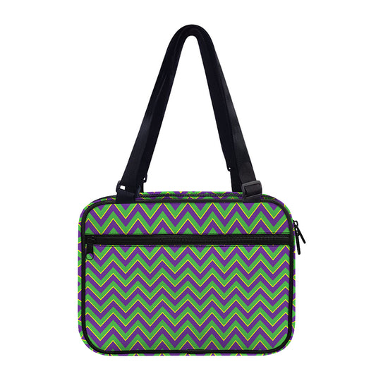 Mardi Gras Zigzag Pattern Print Double Strap Bible Bag