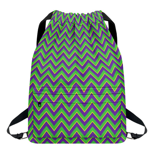 Mardi Gras Zigzag Pattern Print Drawstring Backpack