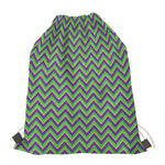 Mardi Gras Zigzag Pattern Print Drawstring Bag