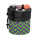 Mardi Gras Zigzag Pattern Print Drawstring Makeup Bag
